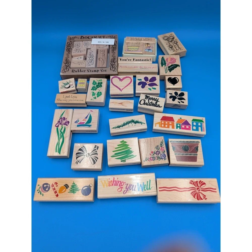 Wholesaler Reseller Crafter Enthusiast Wooden Rubber Stamp Lot Of 50+ Misc